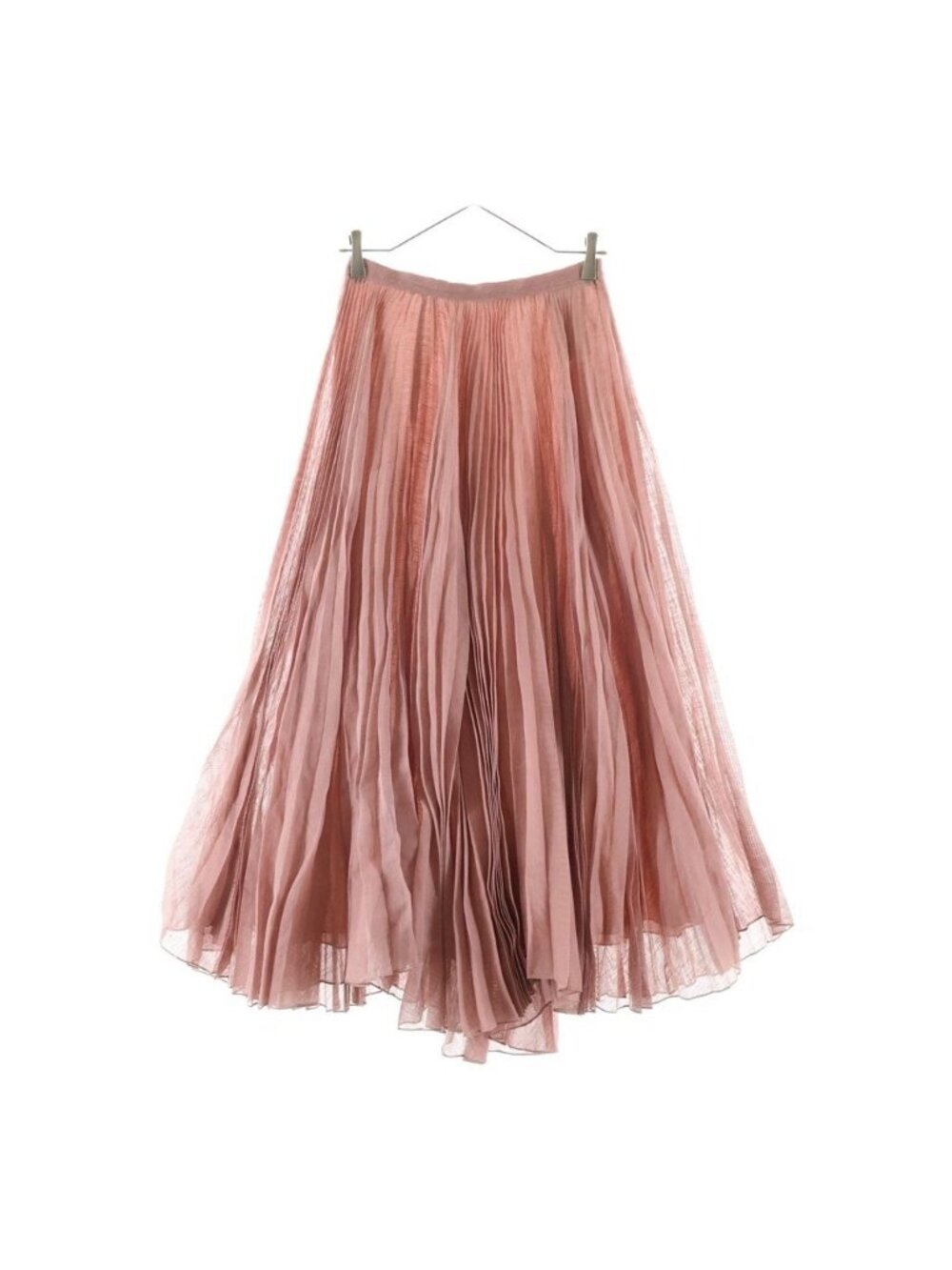 Dior Silk Mixed Side Zip Long Pleated Skirt Pink